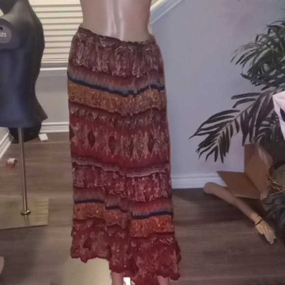 lemueux Skirts Lemieux Boho Crinkle Broom Skirt Poshmark